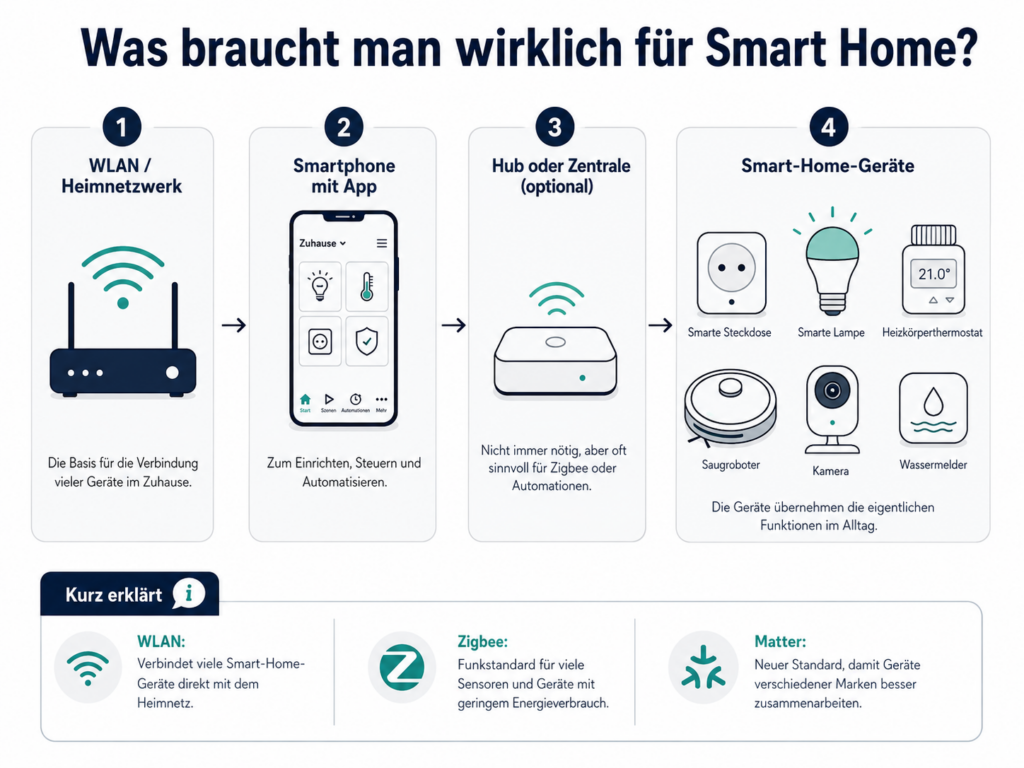 Einfache Darstellung von WLAN Hub App und Smart-Home-Geräten