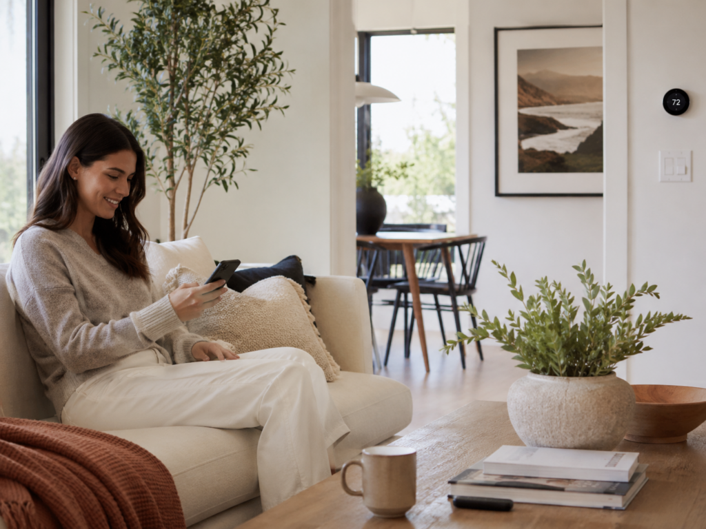 Modernes-Wohnzimmer-mit-Smart-Home-Technik-fuer-Einsteiger